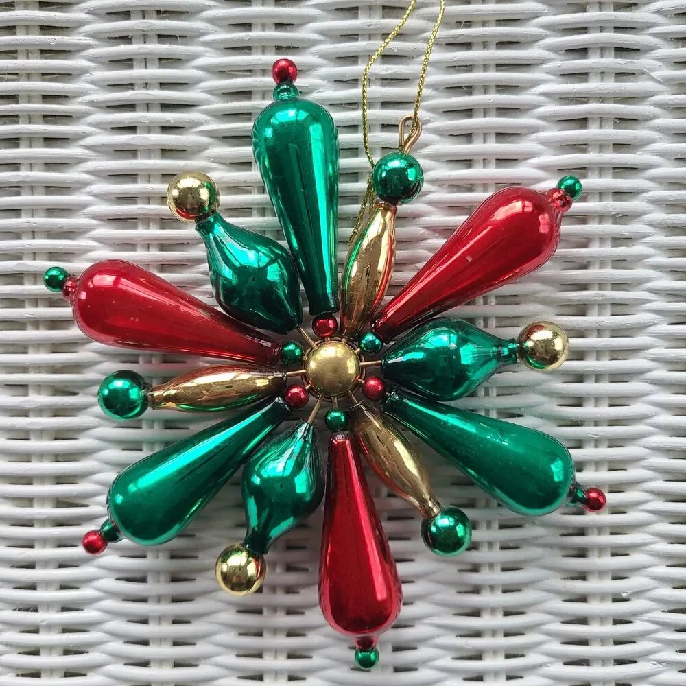 Vintage Avon Gift Collection 1999 Rare Shimmering Bead Ornament Glass Snowflake